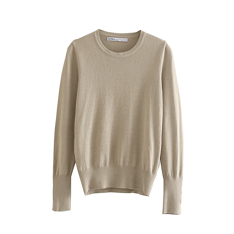 Pulover de dama modern cu maneci lungi si decolteu O in trei culori