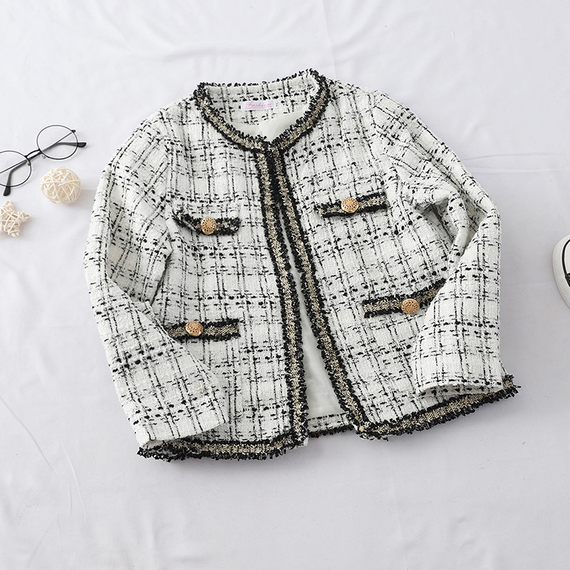 Jachetă elegantă de damă în negru, alb și roz