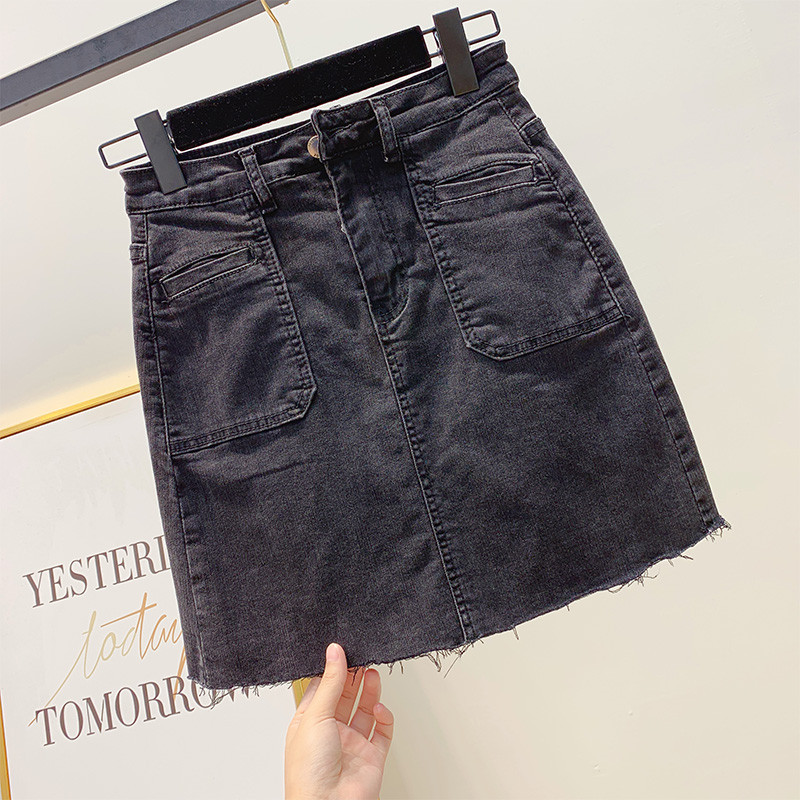 Fusta de dama din denim cu buzunar in doua culori