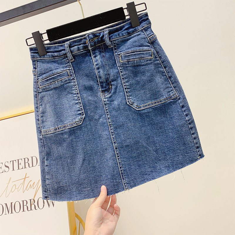 Fusta de dama din denim cu buzunar in doua culori