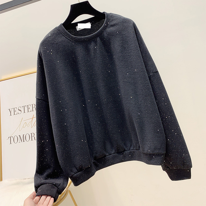 Γυναικεία μπλούζα με στρογγυλή λαιμόκοψη σε γκρι, μαύρο και μπλε χρώμα