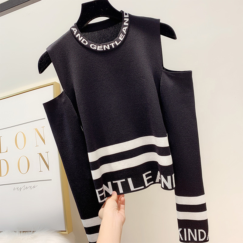 Bluză de damă cu umerii goi și mâneci lungi în trei culori