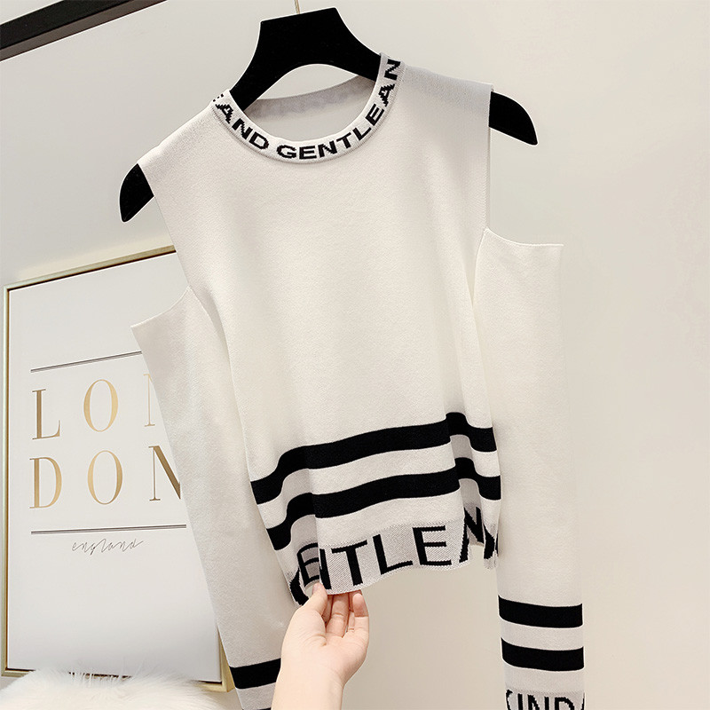 Bluză de damă cu umerii goi și mâneci lungi în trei culori