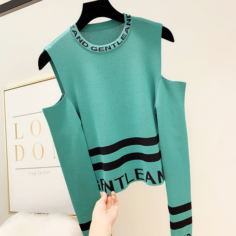 Bluză de damă cu umerii goi și mâneci lungi în trei culori