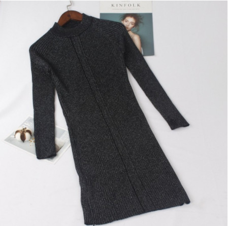 Rochie casual de dama cu maneci lungi si decolteu O in mai multe culori