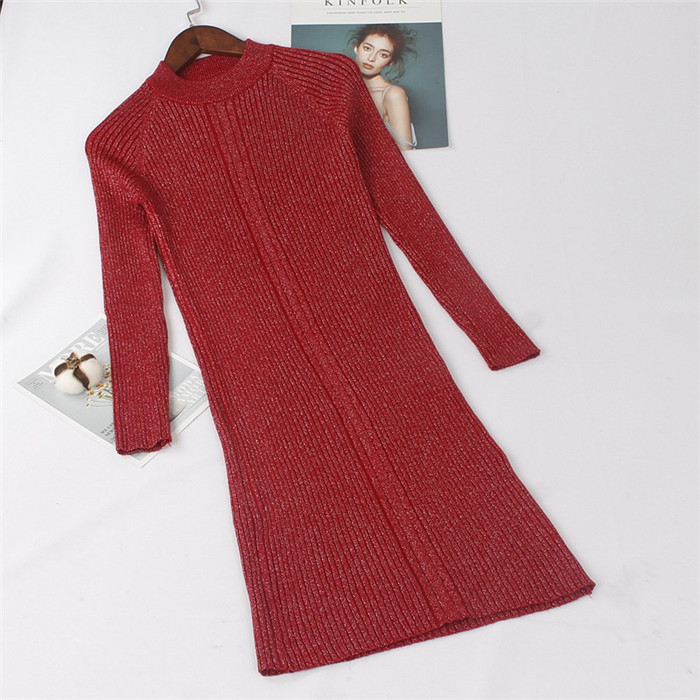 Rochie casual de dama cu maneci lungi si decolteu O in mai multe culori