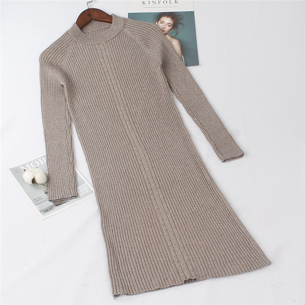 Rochie casual de dama cu maneci lungi si decolteu O in mai multe culori