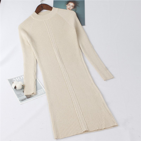 Rochie casual de dama cu maneci lungi si decolteu O in mai multe culori