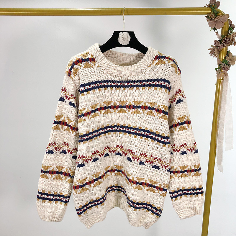 Γυναικέιο πουλόβερ O-Neck  με μακριά μανίκια σε δύο χρώματα