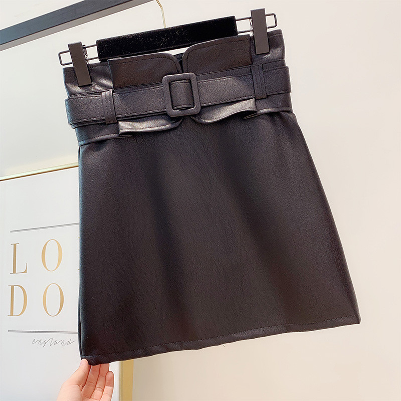 Fusta de dama eleganta cu talie inalta si curea in patru culori