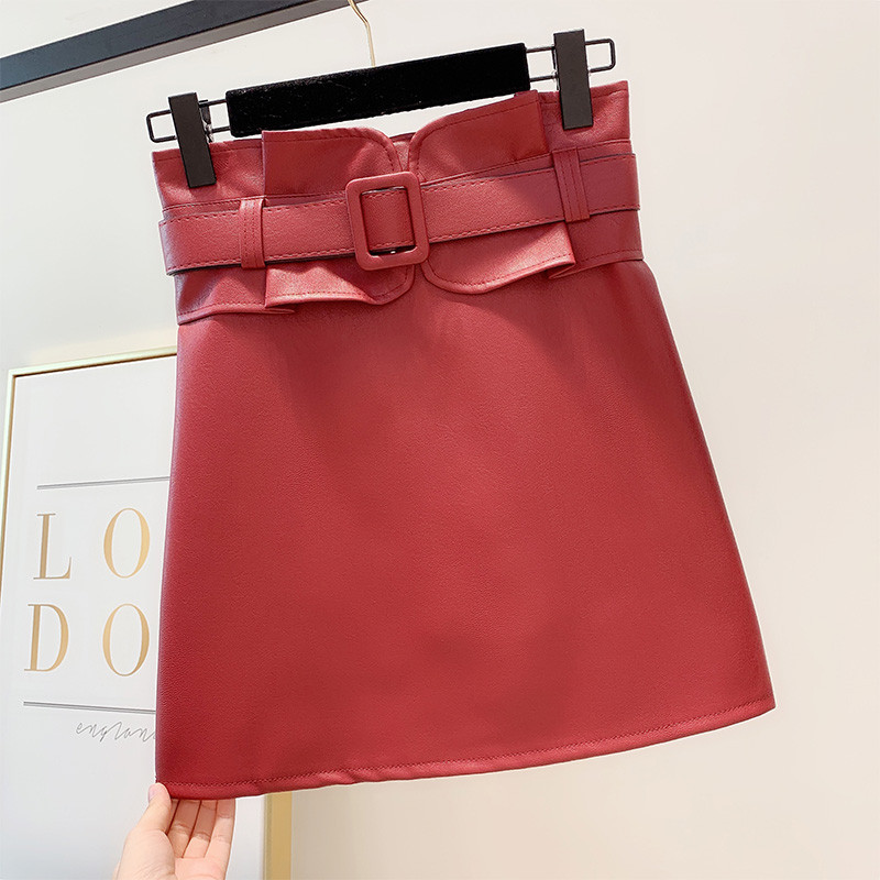 Fusta de dama eleganta cu talie inalta si curea in patru culori