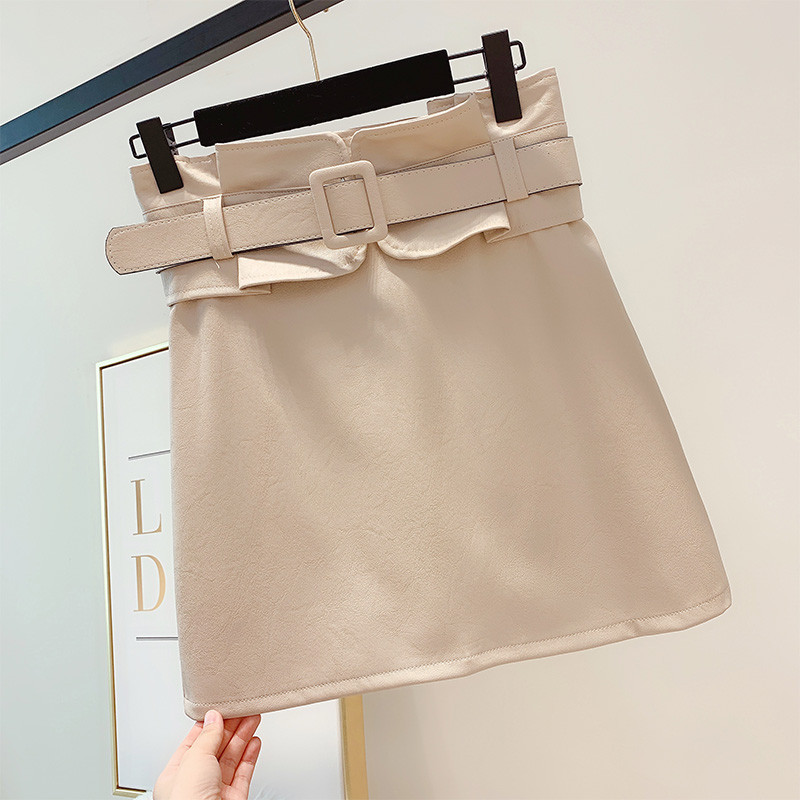 Fusta de dama eleganta cu talie inalta si curea in patru culori