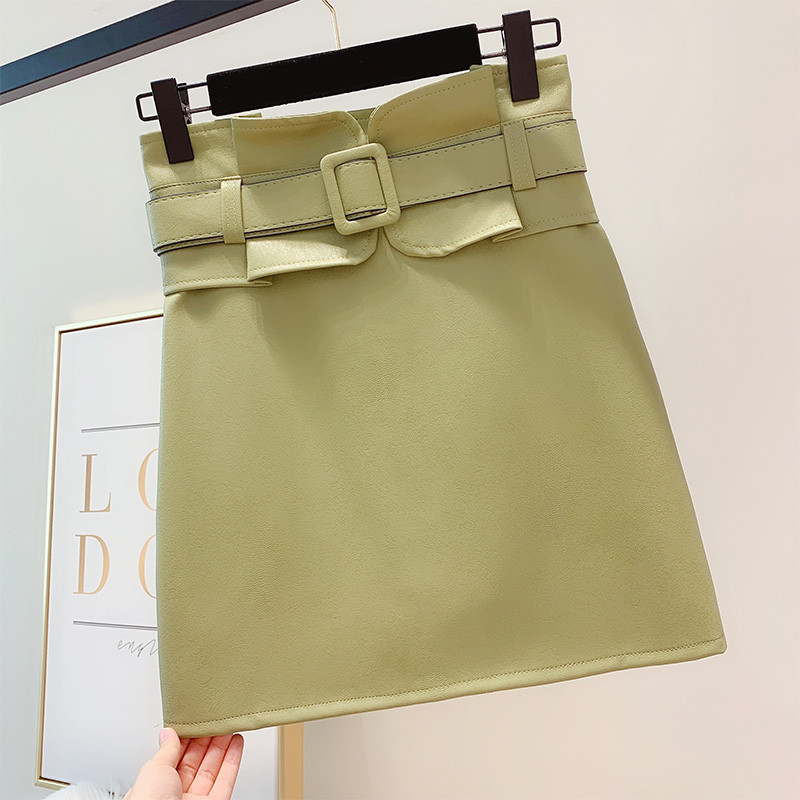 Fusta de dama eleganta cu talie inalta si curea in patru culori