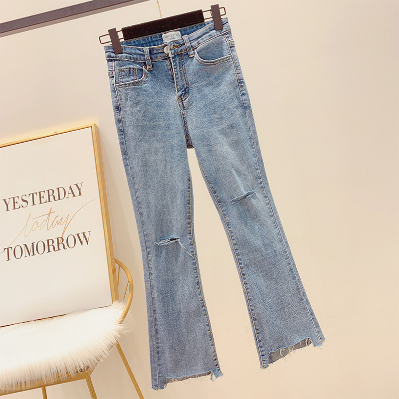 Blugi de dama cu motive rupte in albastru