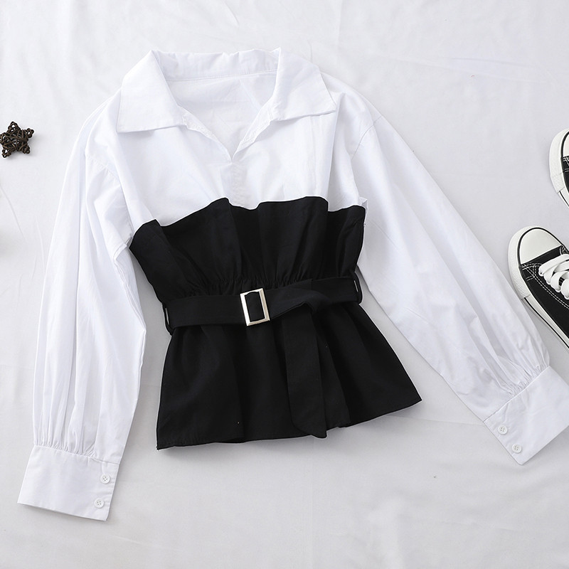 Cămașă modernă de damă în trei culori cu curea