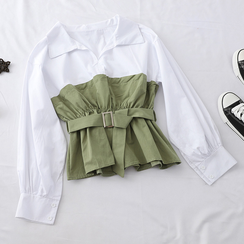 Cămașă modernă de damă în trei culori cu curea