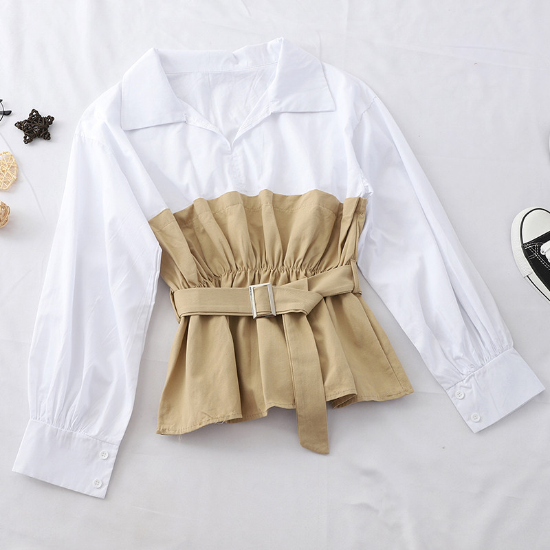 Cămașă modernă de damă în trei culori cu curea