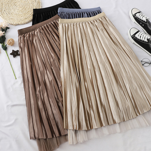 Fusta pliată de damă elegantă în patru culori