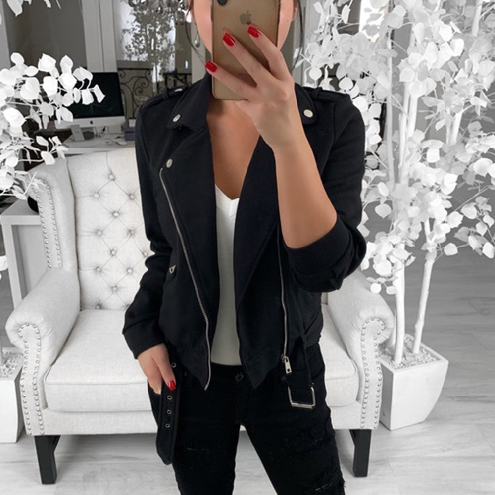 Jachetă de damă modernă cu curea alb-negru