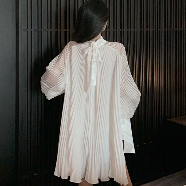 Rochie de dama moderna plisata cu maneci lungi