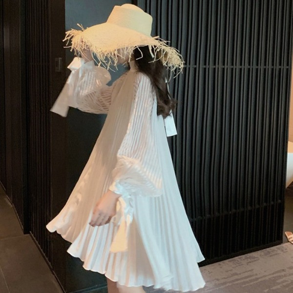 Rochie de dama moderna plisata cu maneci lungi