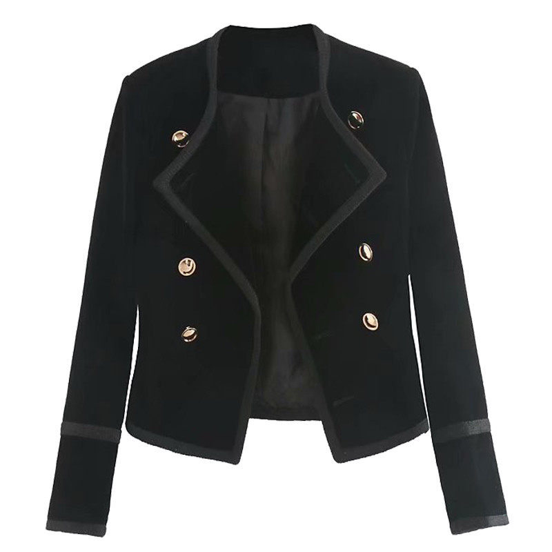 Модерно дамско сако с дълъг ръкав в черен цвят 