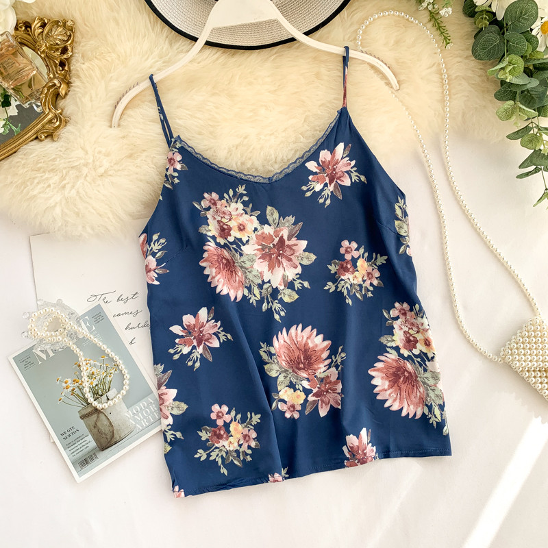 Maieu modern de damă cu bretele subțiri și dantelă în cinci culori