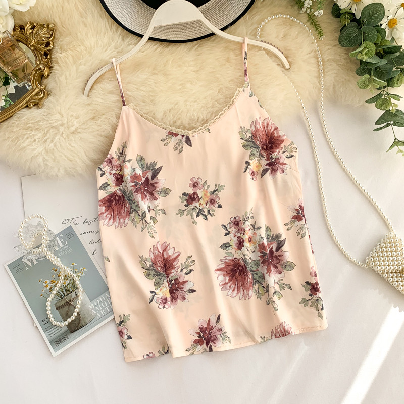 Maieu modern de damă cu bretele subțiri și dantelă în cinci culori