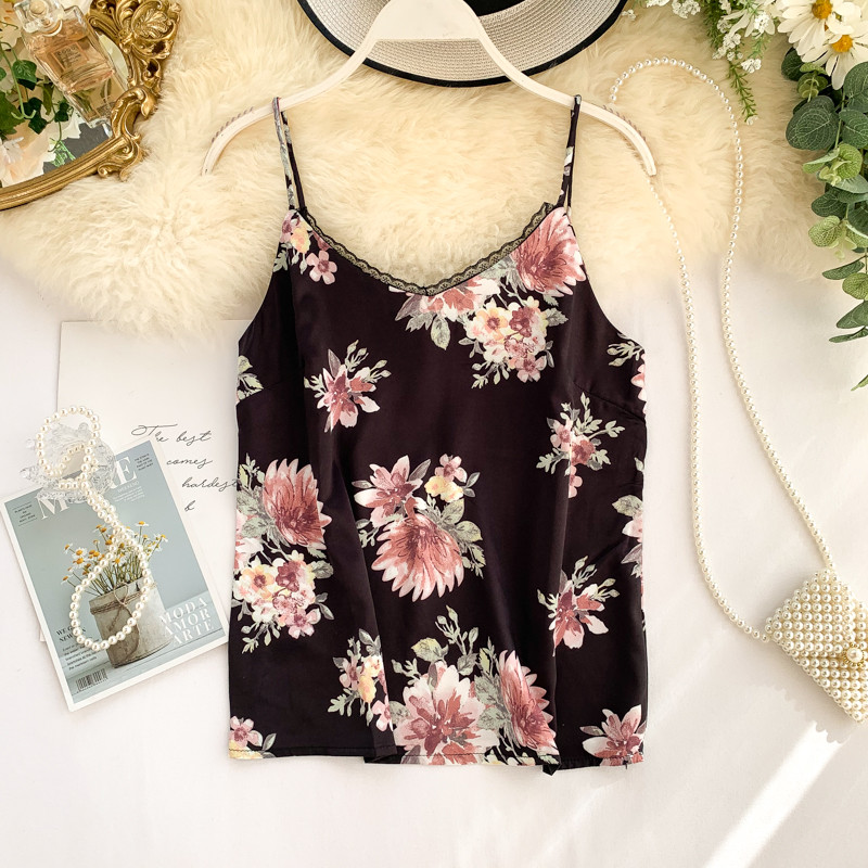 Maieu modern de damă cu bretele subțiri și dantelă în cinci culori