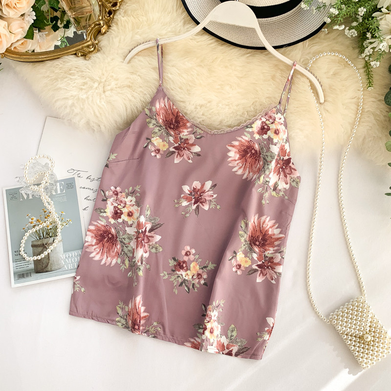 Maieu modern de damă cu bretele subțiri și dantelă în cinci culori