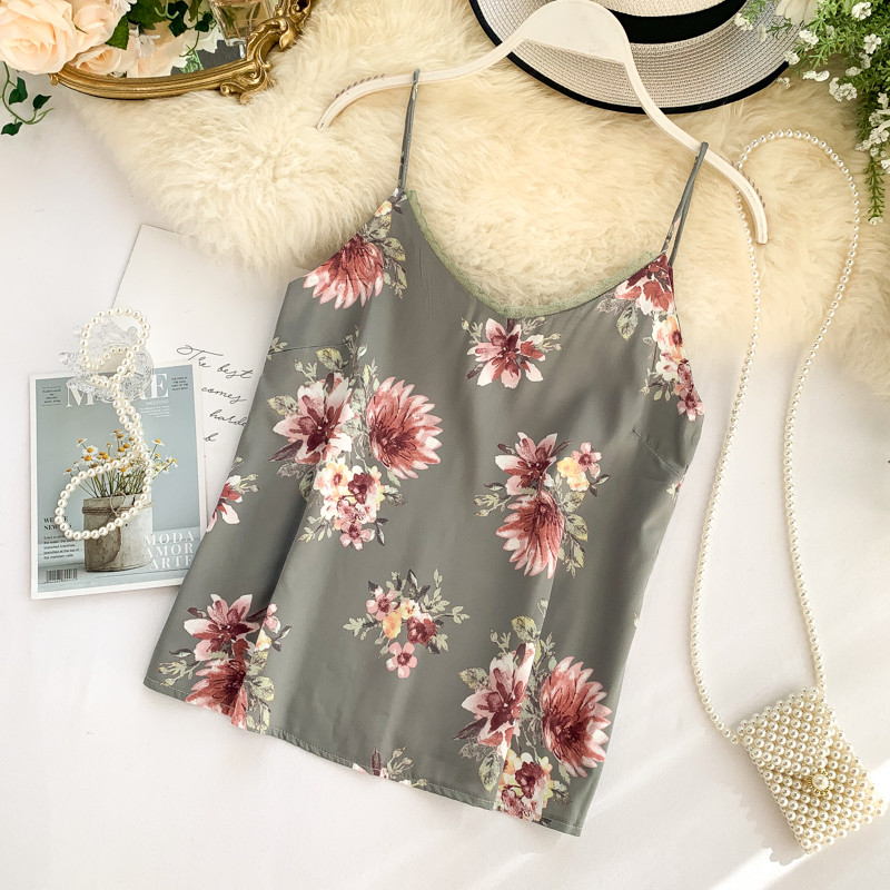 Maieu modern de damă cu bretele subțiri și dantelă în cinci culori