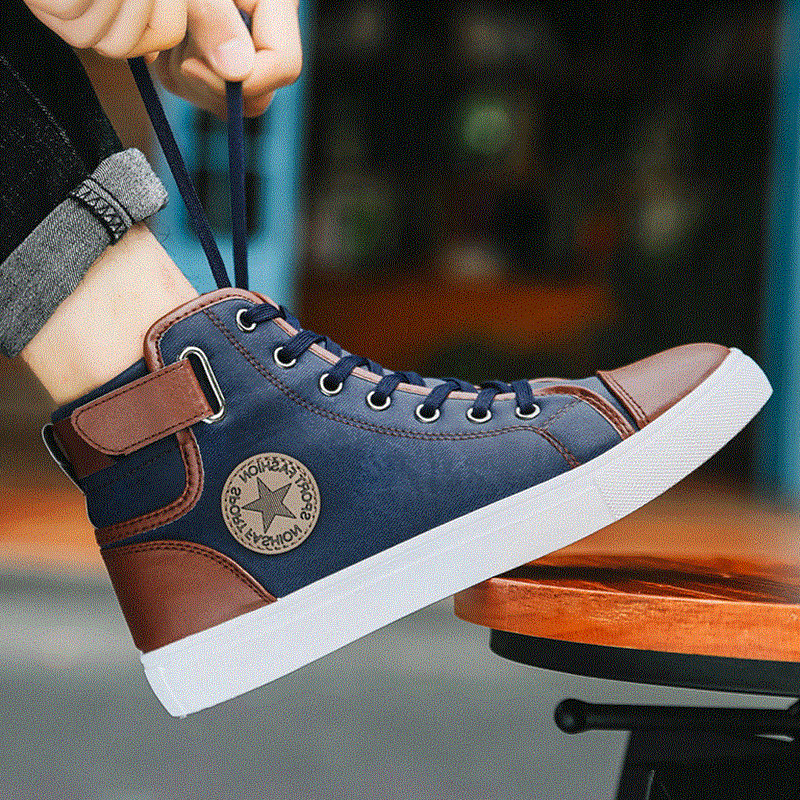 Μοντέρνα ανδρικά έκο δερμάτινα παπούτσια οικολογικής σουέτας με δεσμούς σε τρία χρώματα