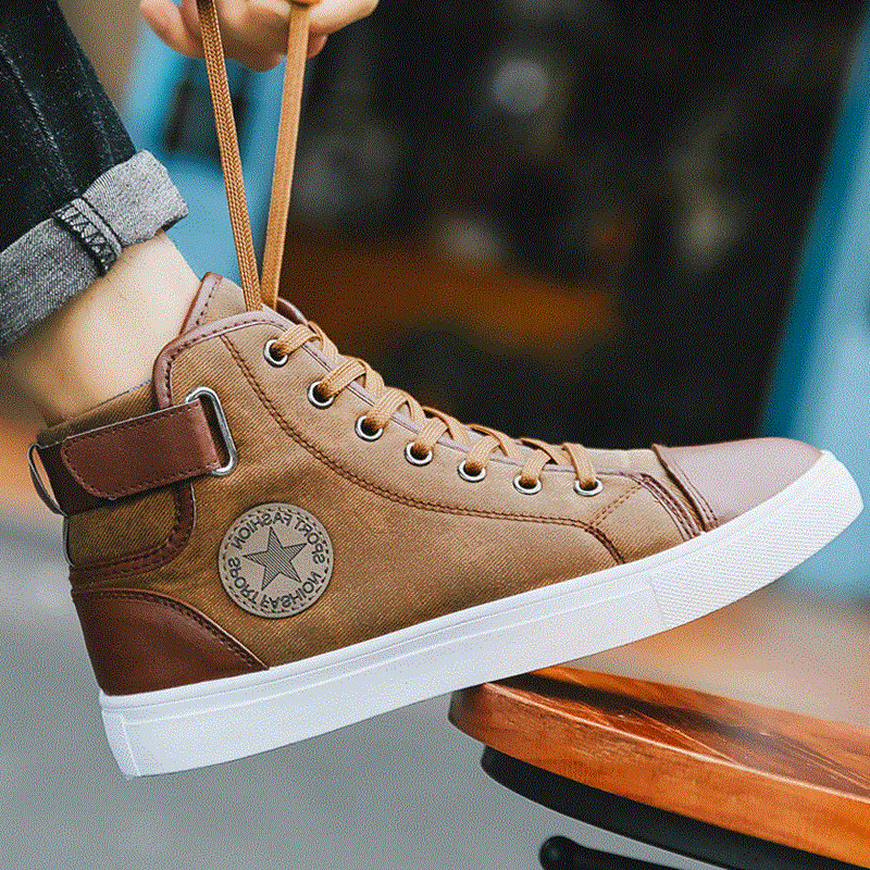 Μοντέρνα ανδρικά έκο δερμάτινα παπούτσια οικολογικής σουέτας με δεσμούς σε τρία χρώματα