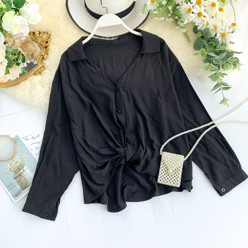 Cămașă casual de damă cu nasturi și mâneci lungi în mai multe culori