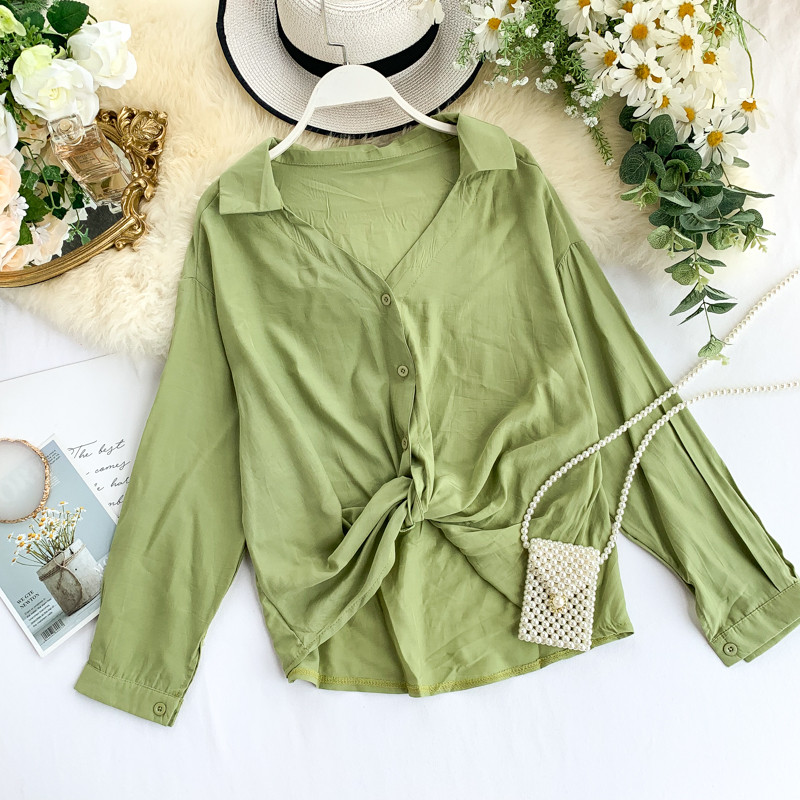 Cămașă casual de damă cu nasturi și mâneci lungi în mai multe culori