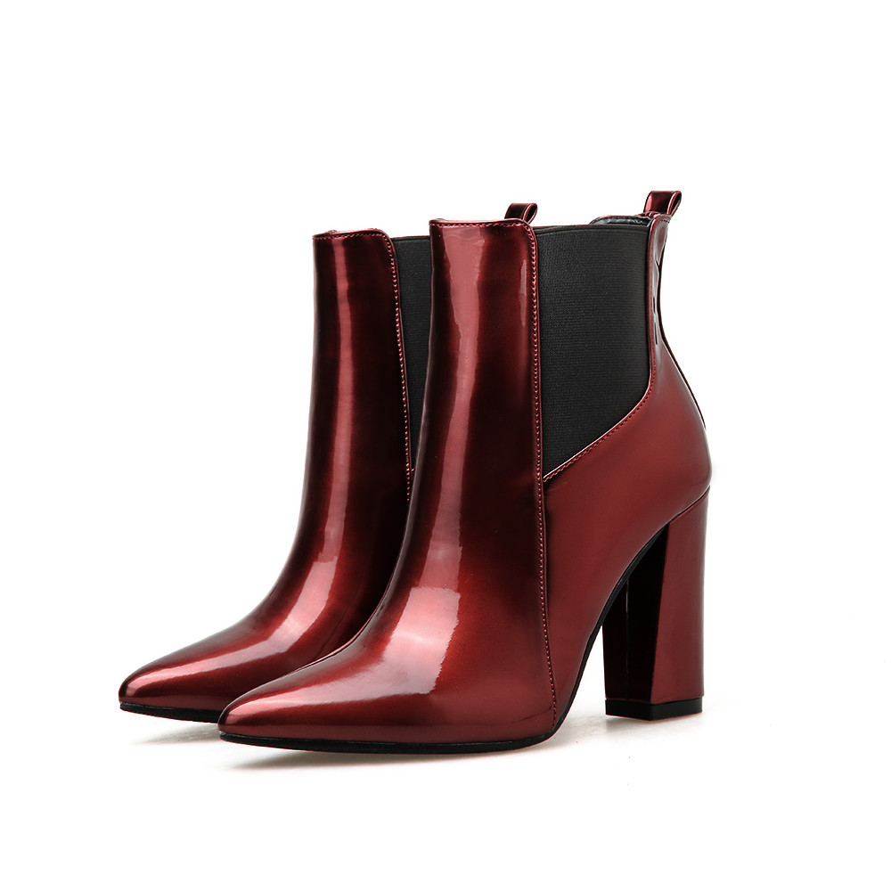 Νέο μοντέλο γυναικείες μπότες από eco δέρμα μοντέλο με κόκκινο χρώμα