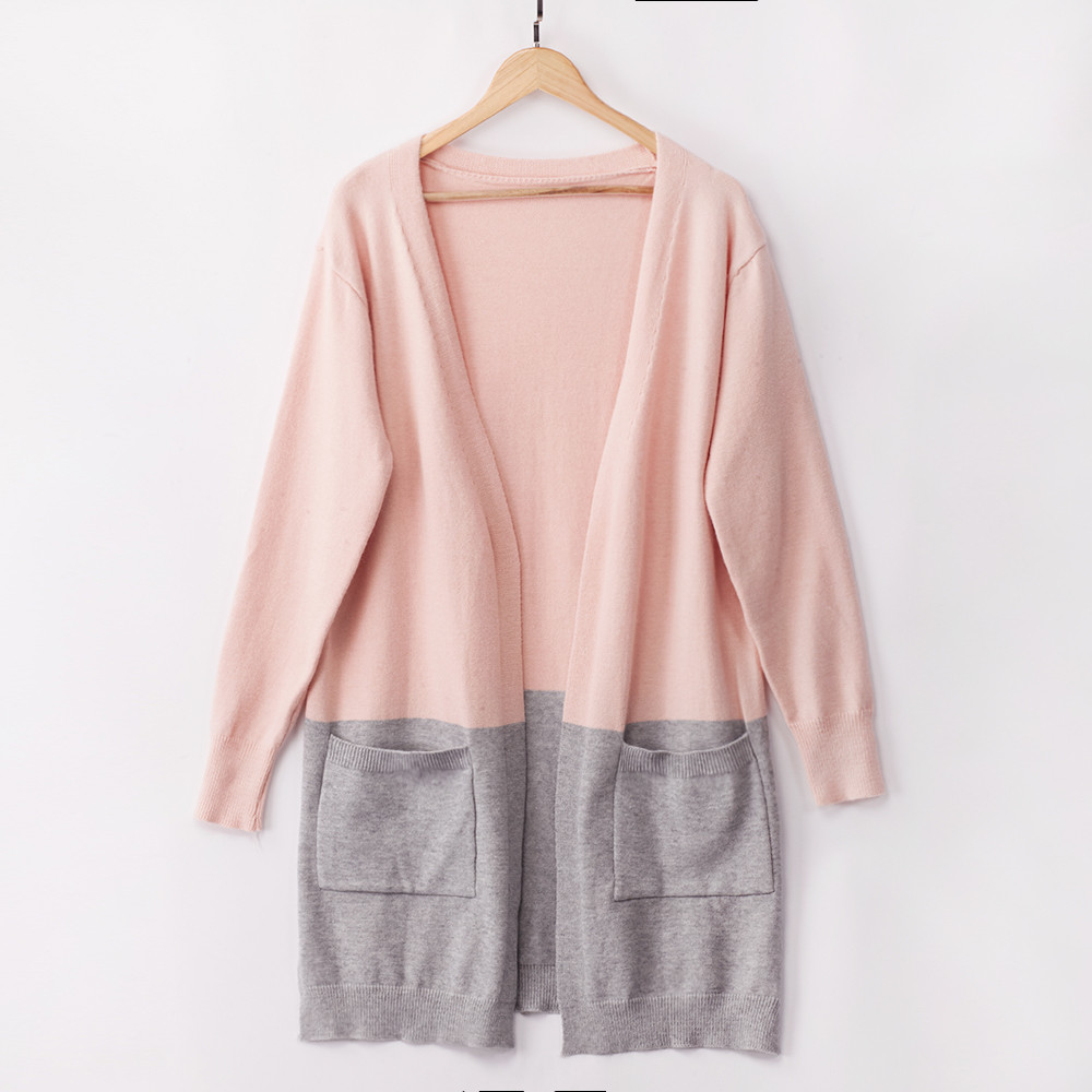 Νέο μοντέλο γυναικείο μακρύ ζακέτα με τσέπη σε τρία χρώματα