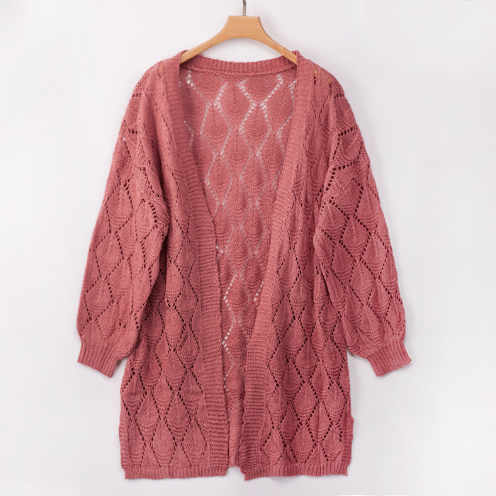 Cardigan lung de damă modern fără închidere în mai multe culori