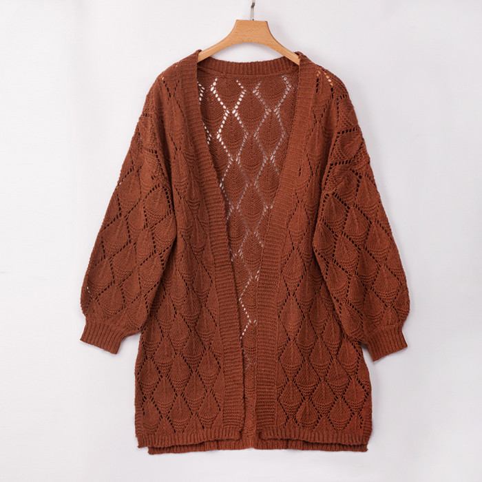 Cardigan lung de damă modern fără închidere în mai multe culori