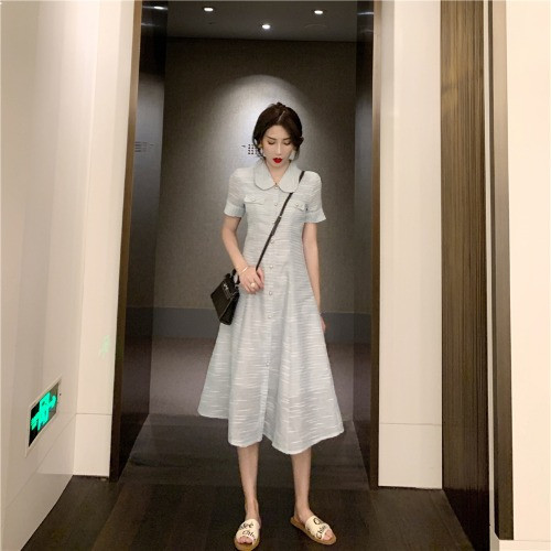 Rochie lungă casual de damă cu mâneci scurte