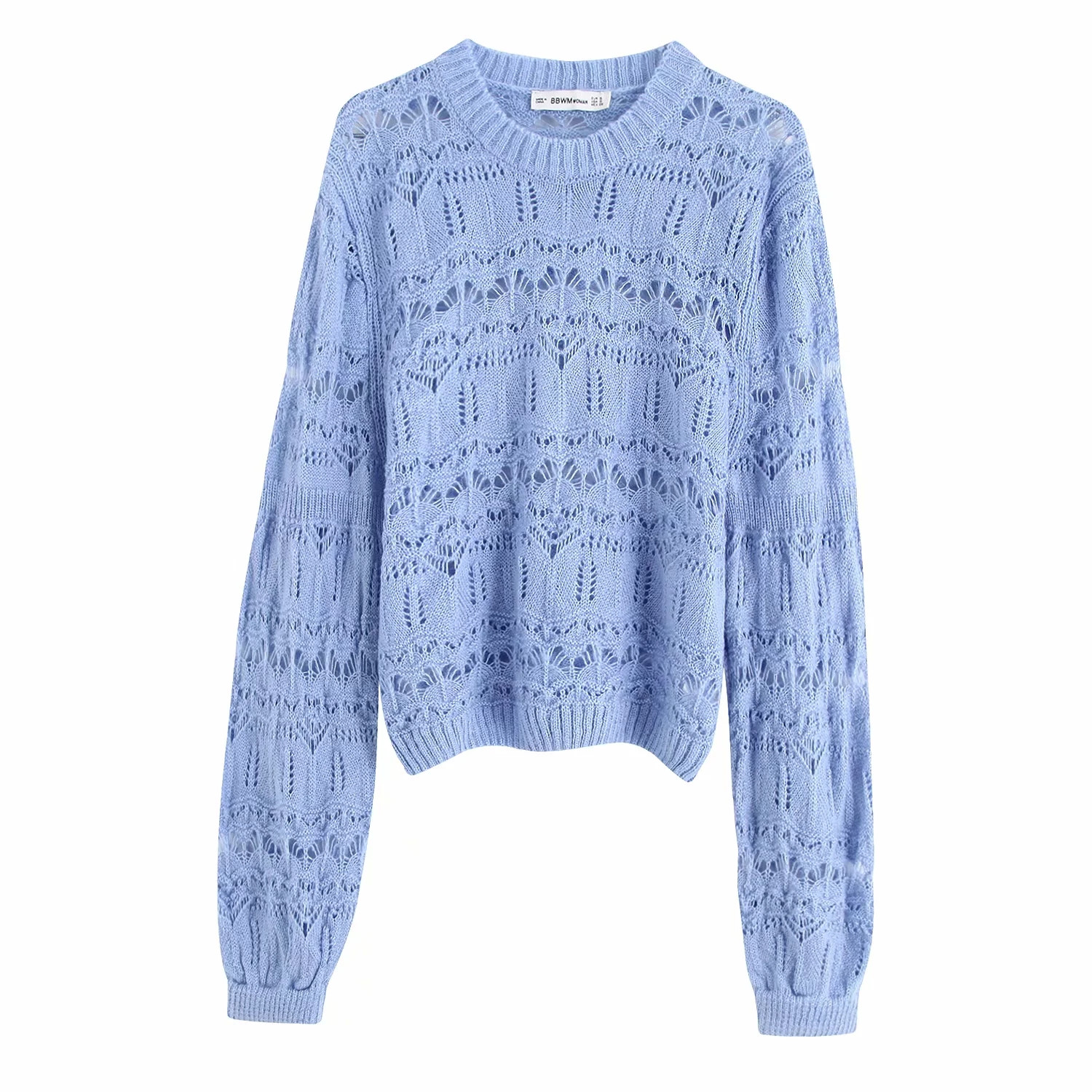 Casual γυναικείο πουλόβερ  σε μπλε και άσπρο χρώμα