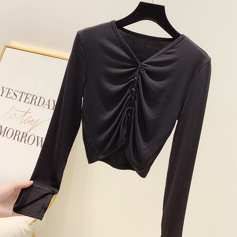 Bluza scurta de dama cu nasturi in trei culori