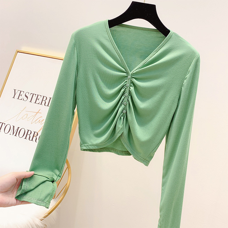 Bluza scurta de dama cu nasturi in trei culori