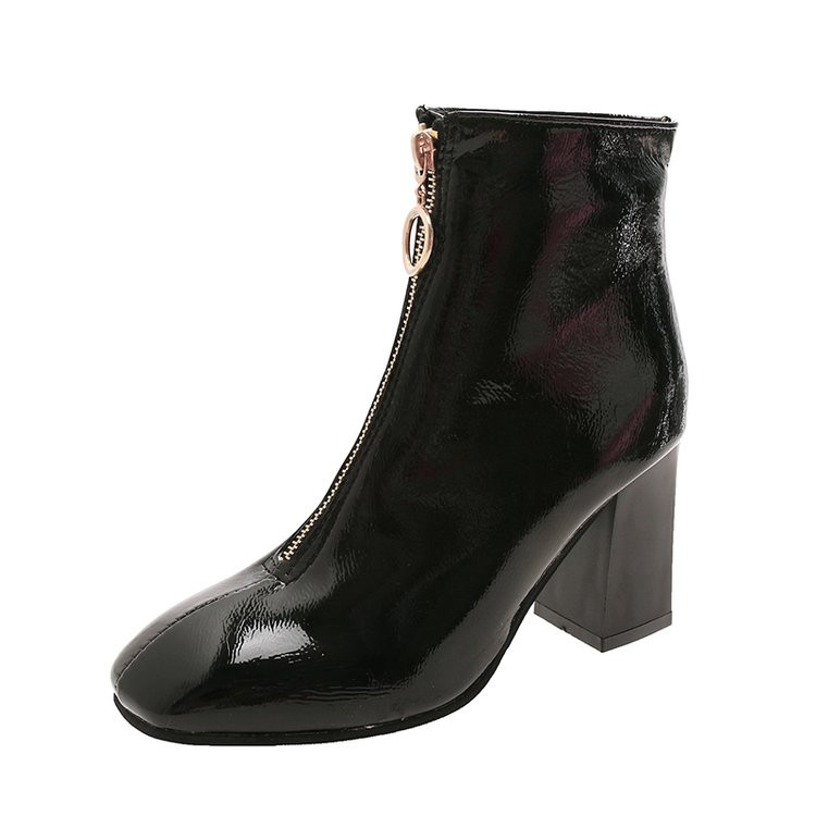 Model NOU de cizme de dama cu fermoar in bej si negru