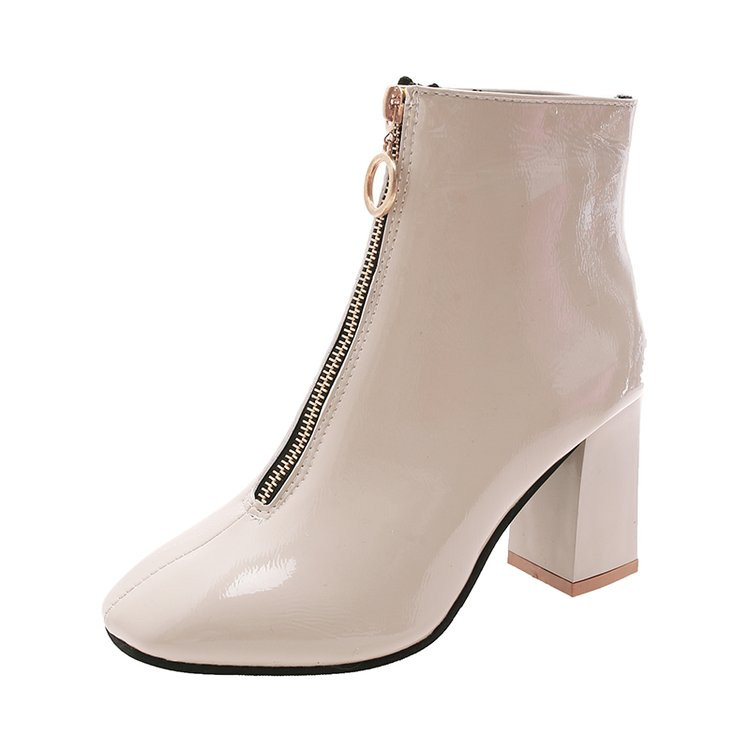 Model NOU de cizme de dama cu fermoar in bej si negru