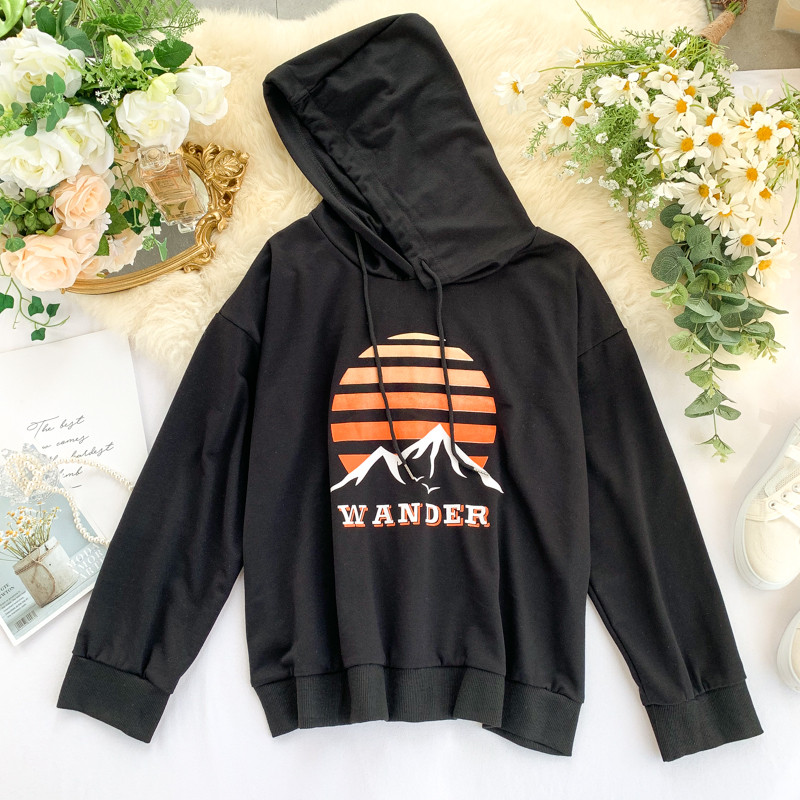 Hanorac casual de damă cu glugă și cravate în negru