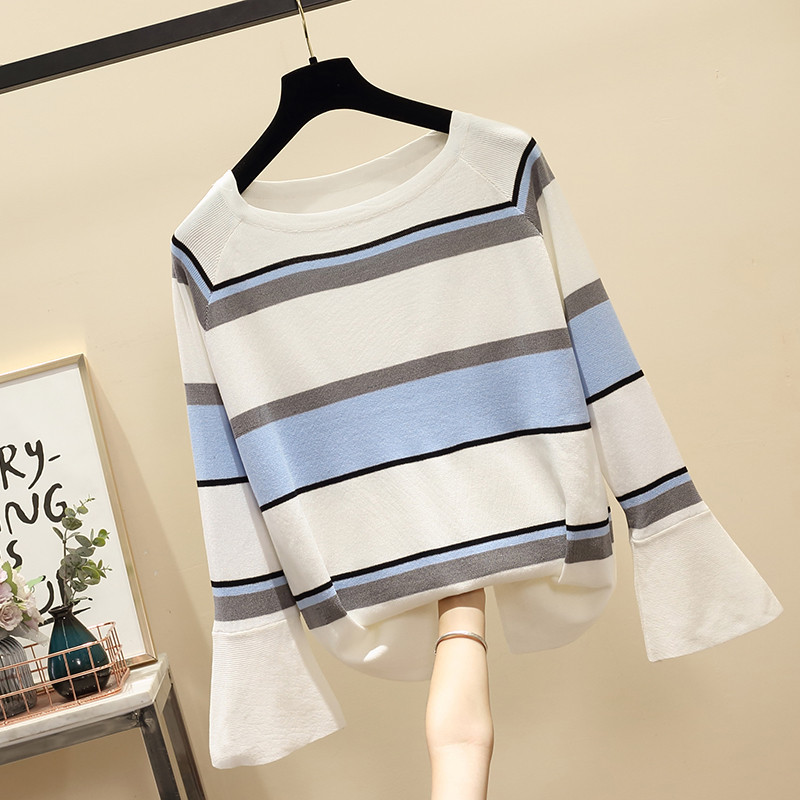 Pulover de dama cu dungi in alb si negru cu marimi pana la 4XL