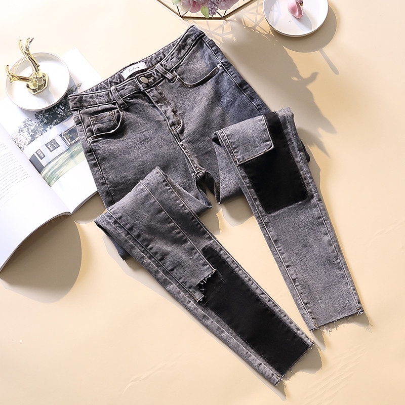 Blugi de dama moderni Model Slim in albastru si negru cu marimi pana la 4XL