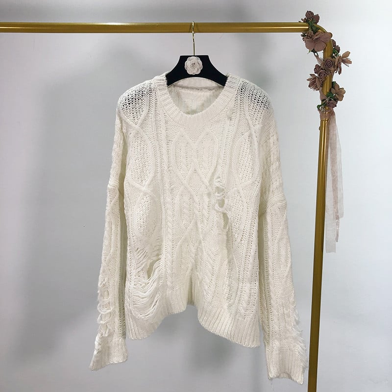 Γυναικείο πουλόβερ με σκισμένο μοτίβο σε διάφορα χρώματα