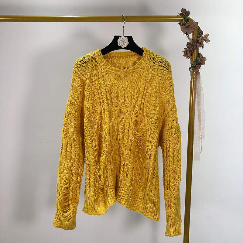 Γυναικείο πουλόβερ με σκισμένο μοτίβο σε διάφορα χρώματα